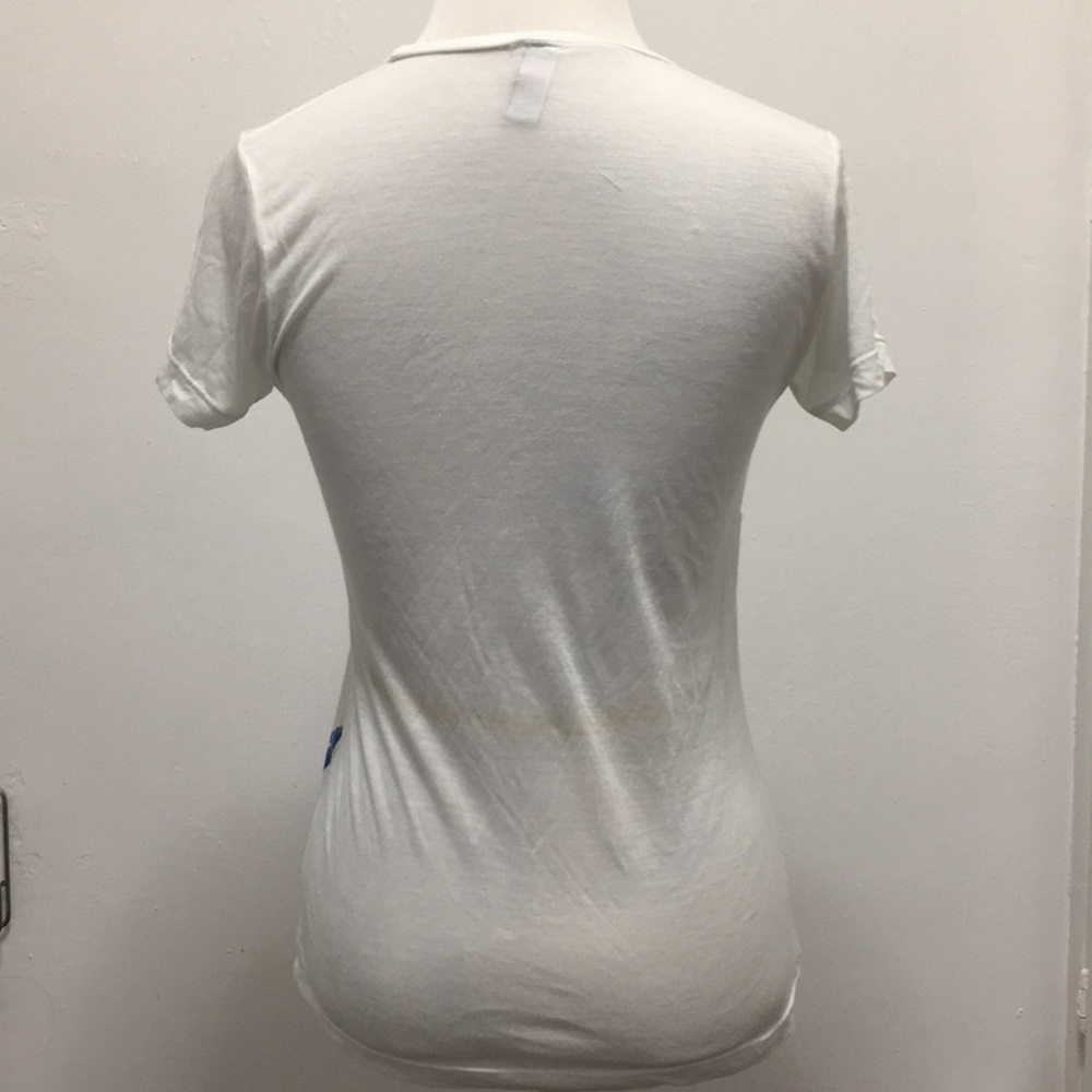 Semi sheer soft tee inside out print navy thin XS - Picture 7 of 8